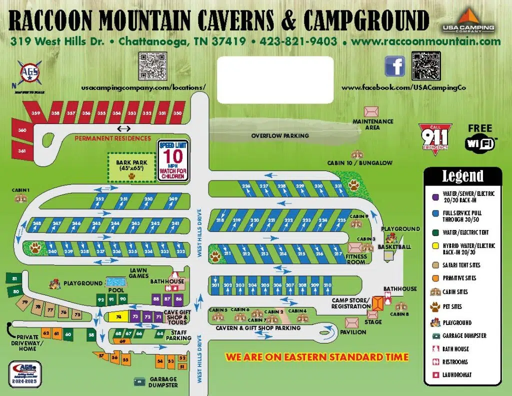 Raccoon Mountain Campground Resort Map