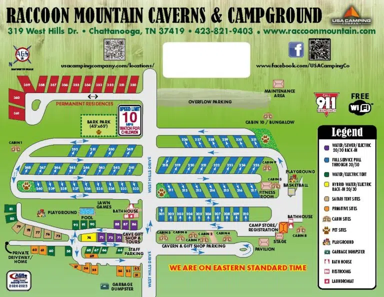 Raccoon Mountain Campground Resort Map